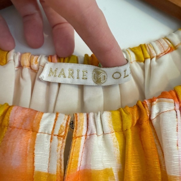 Marie Oliver Greta Puff Sleeves Golden Madras Mini Dress Sz Large - Picture 4 of 14